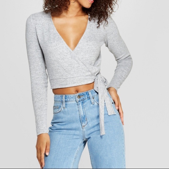 Xhilaration Tops - Super soft faux wrap crop top
